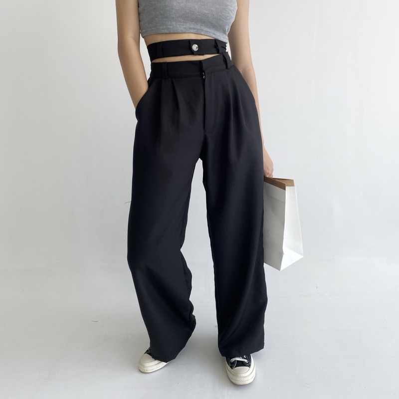 OBI PANTS - POSHA Celana Panjang Highwaist Trousers Korean Basic Long Super Highwaisted Pants