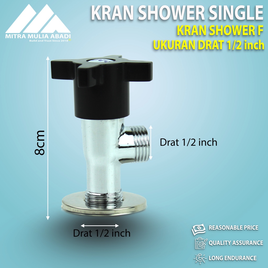 Stop Kran Shower Single Kloset Warna 1/2 Inch - hitam