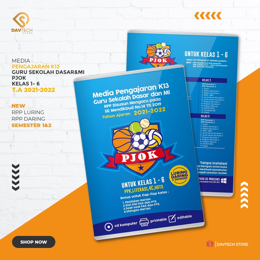 Cd Rpp media ajar daring pjok kelas 1-6 SD/MI ajaran baru