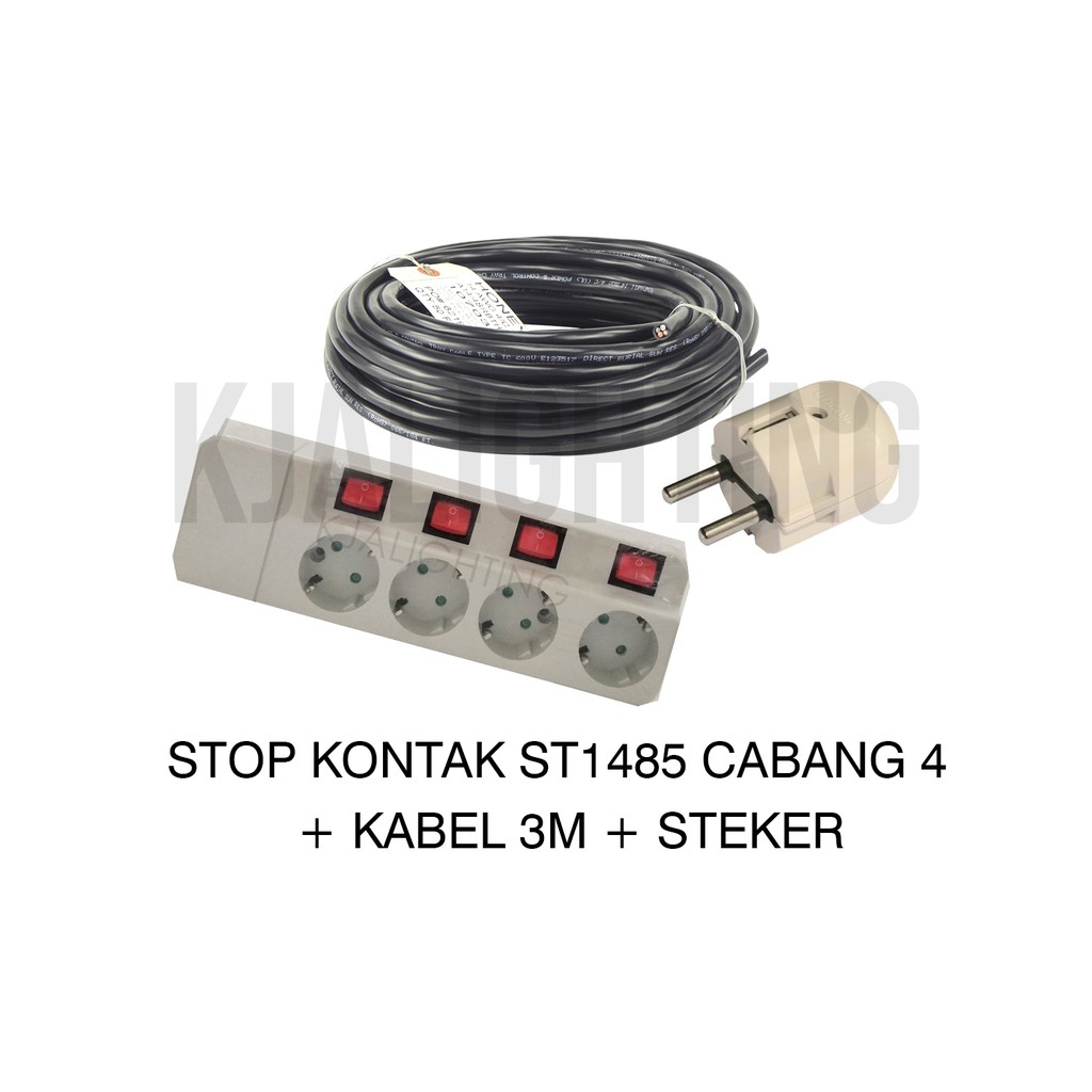 STOP KONTAK ST1485 CABANG 4 ON/OFF + KABEL 3M + STEKER BUNDLE