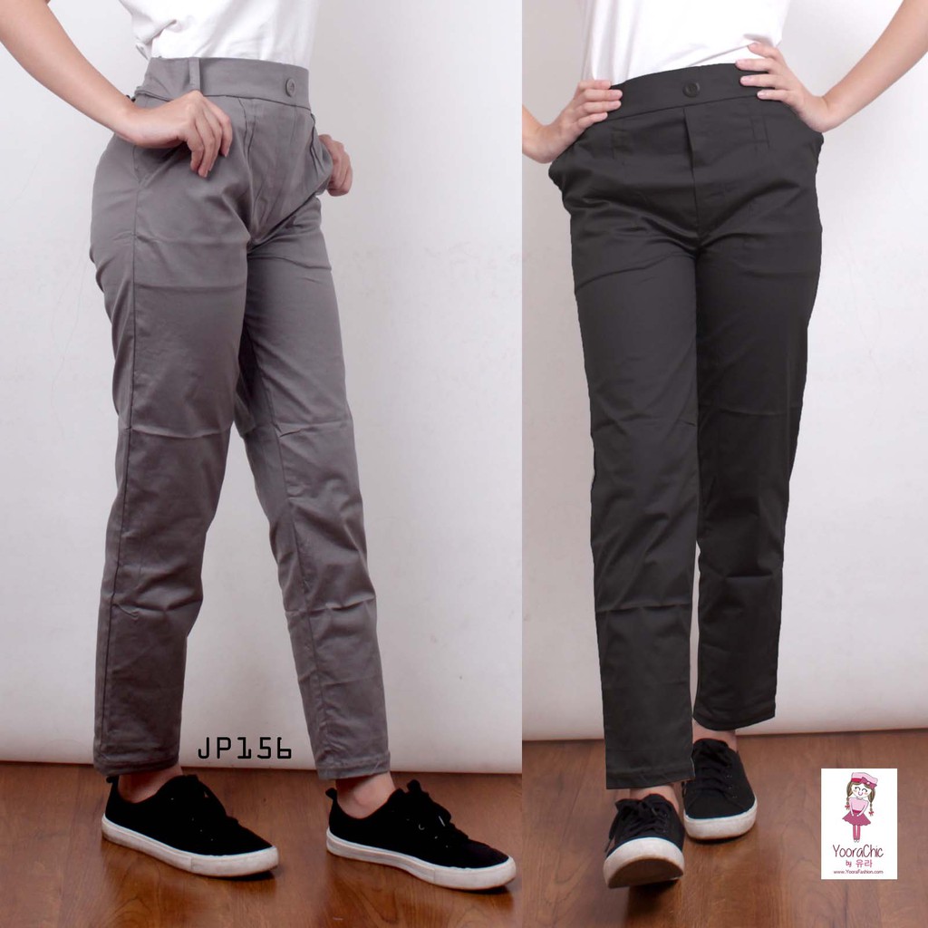 Plain Basic Cotton Pants Celana Katun Anti Begah Wanita 