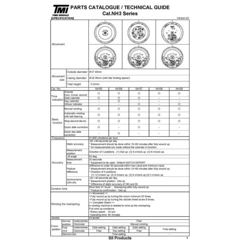 SEIKO TIME MODULE NH 35 36 37 38 39 70 WINDING STEM