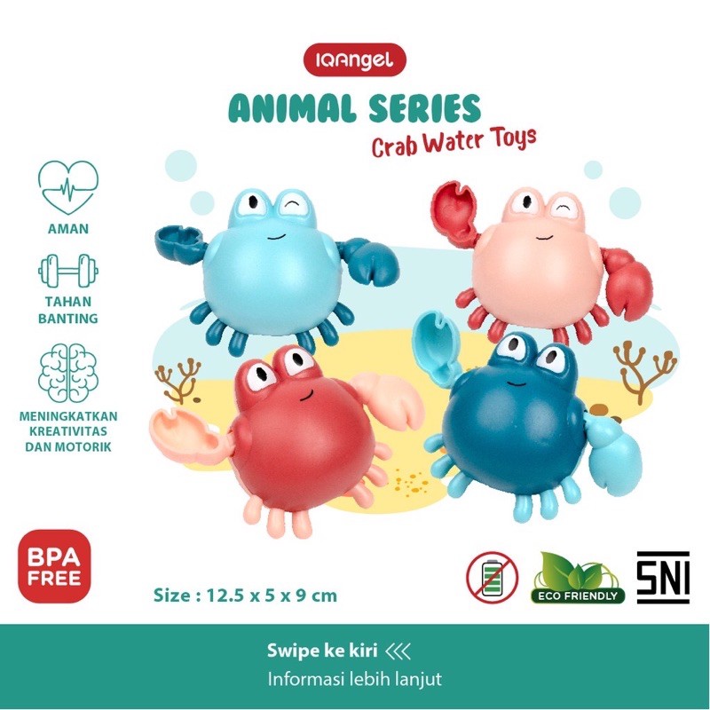 IQ Angel Crab Water Toys - Mainan Air Kepiting Berenang Bergerak - Mainan Mandi Anak Bayi Aman