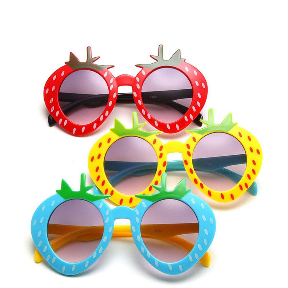 REBUY Rebuy Strawberry Sunglasses Kreatif Tidak Teratur Kartun Gadis Pantai Perlindungan Kacamata Kacamata Kacamata Anak