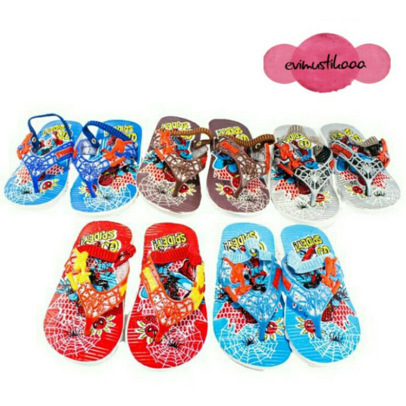 sandal jepit cit - cit gambar spiderman size 24- 29