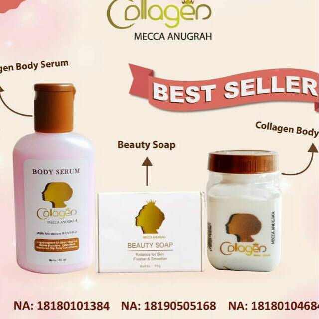 PAKET MECCA ANUGRAH ( BIBIT COLLAGEN + BODY SERUM + BEAUTY SOAP) ORIGINAL BPOM