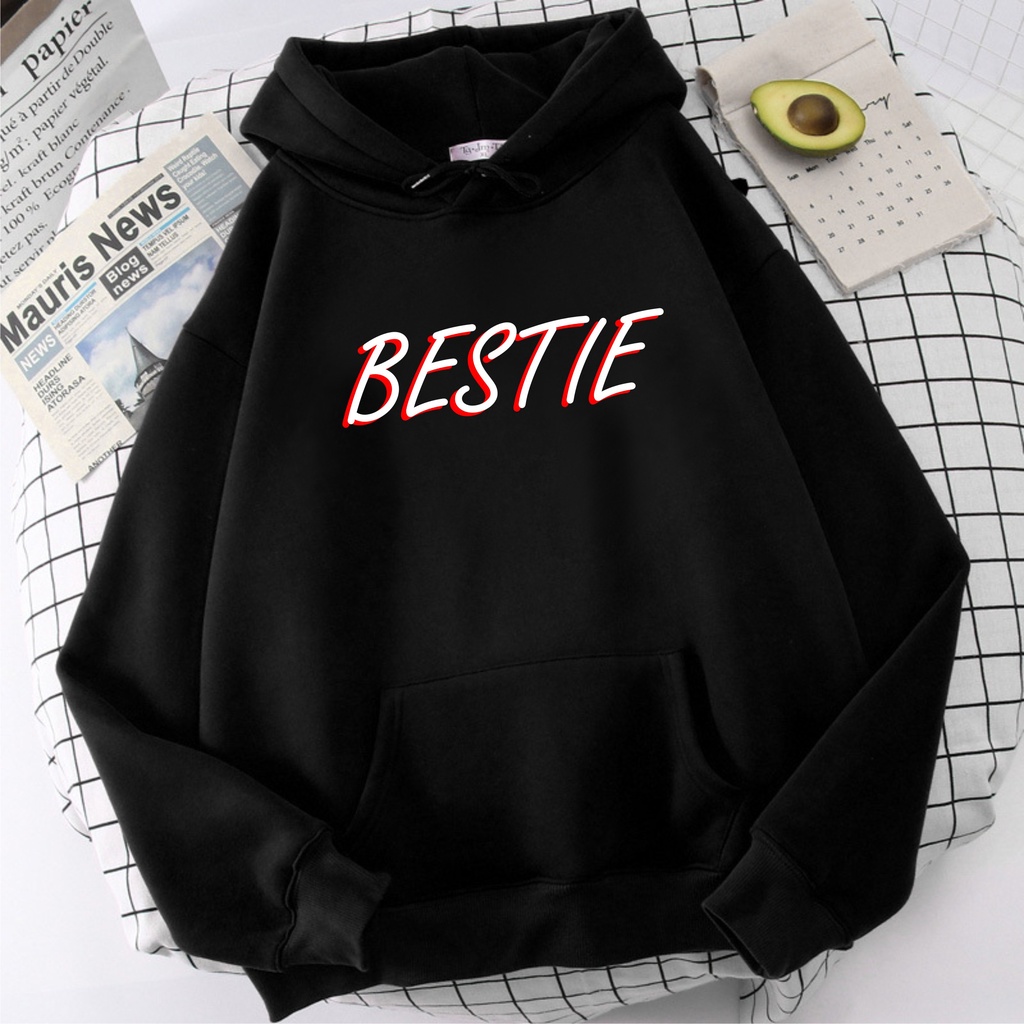 Fnenishastore Sweater Hoodie Wanita BESTIE Terbaru Viral Size M-L-XL-XXL Bisa Bayar Ditempat COD