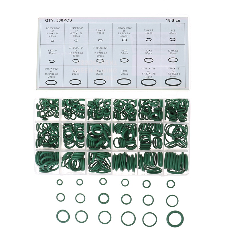 530pcs Seal Karet O-ring R134a Untuk Reparasi Ac Mobil