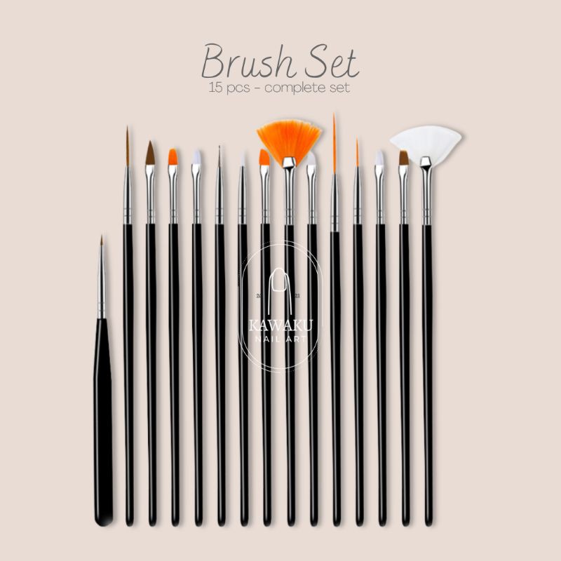 Brush Kuas Nail Art Painting Set 15pcs (NP-11)