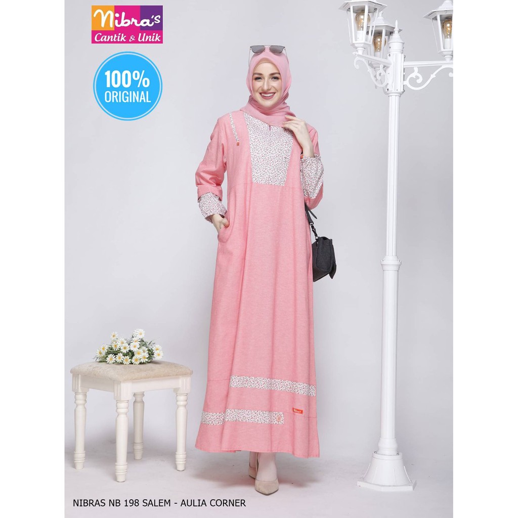 Pilihan Semua Wanita Gamis Nibras NB 198 Salem ORIGINAL Busana Muslim Gamis Abaya