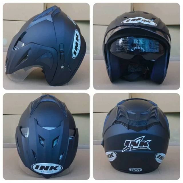 Helm ink kw/replika model T1 double visor warna hitam doff0
