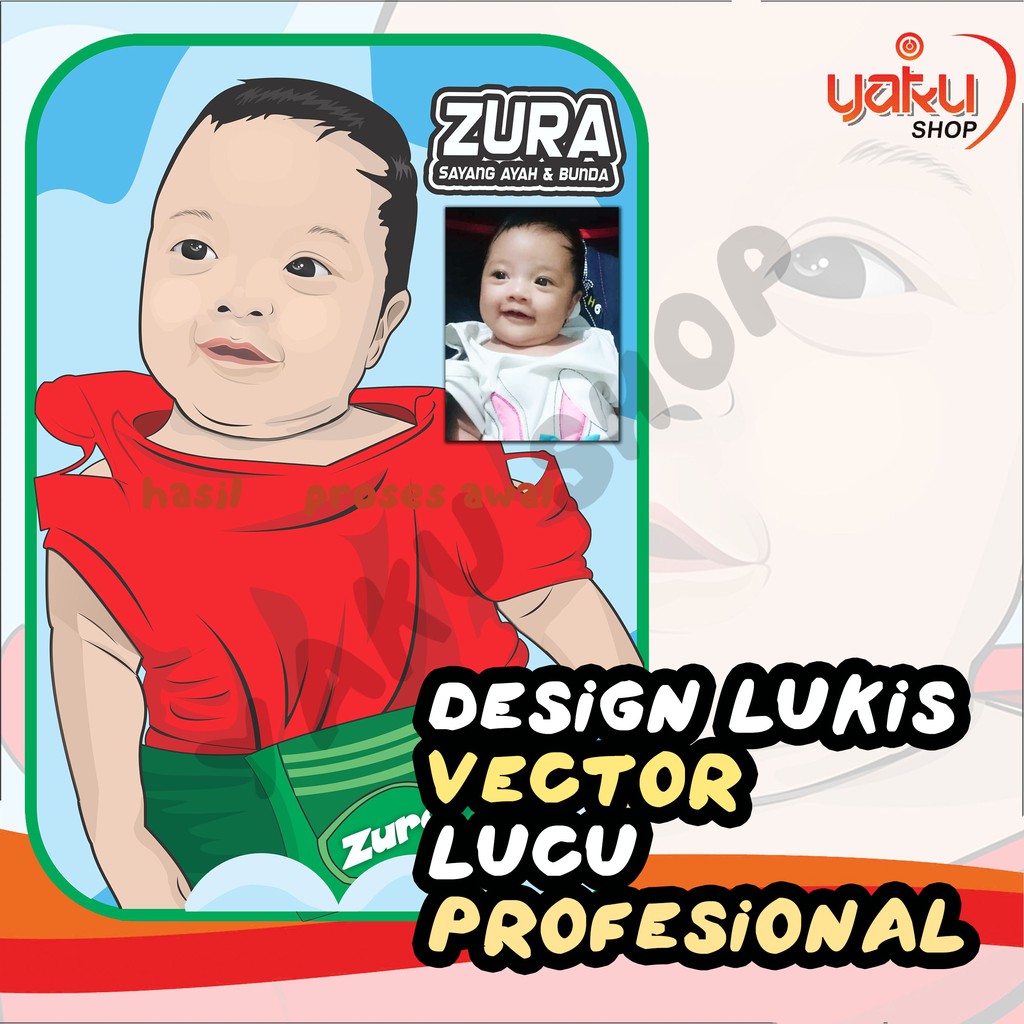 Design Vector Wajah Muka Lucu Untuk Pajangan Lukisan Sketsa Souvenir Murah Laris