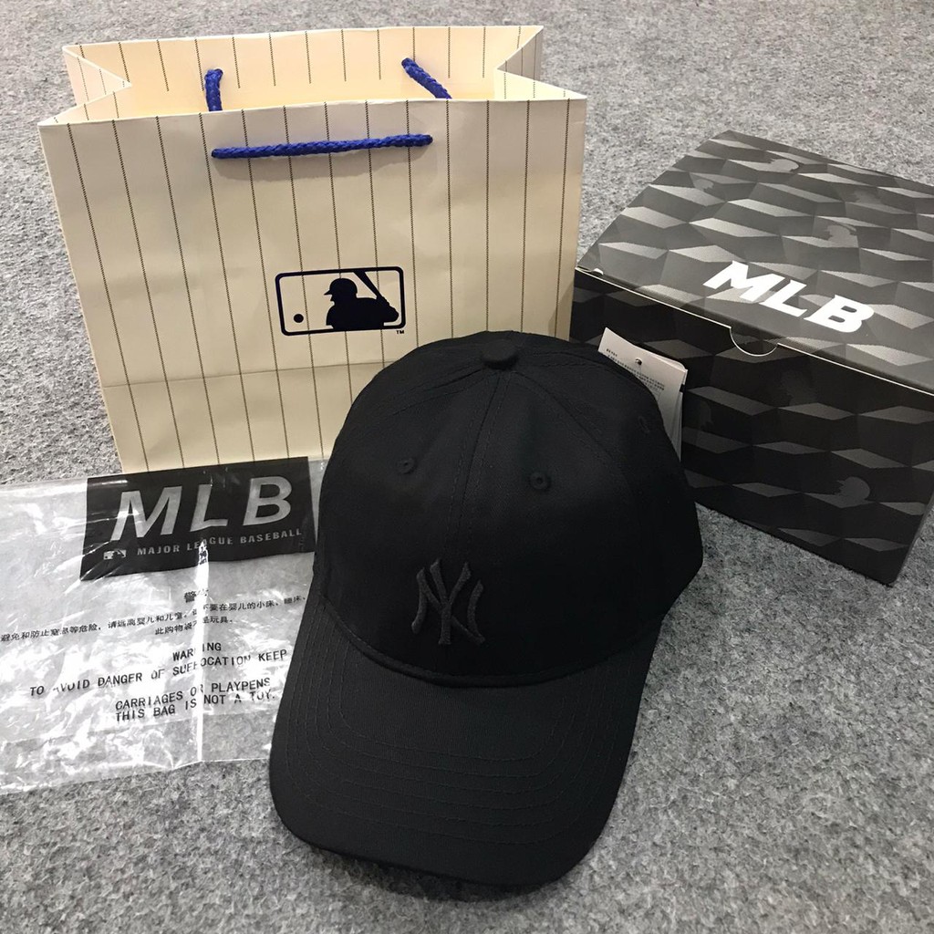 Topi MLB Original Import - NY Vintage Black Logo Black