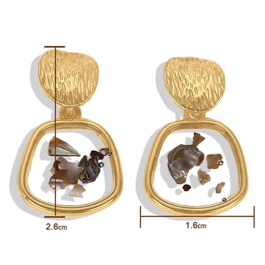 Hu Hu Hu Hu Hu Alat Bantu Pasang Kacamata♡ Anting Tusuk Gantung Desain Geometri Trapesium + Kulit Kerang Untuk Wanita