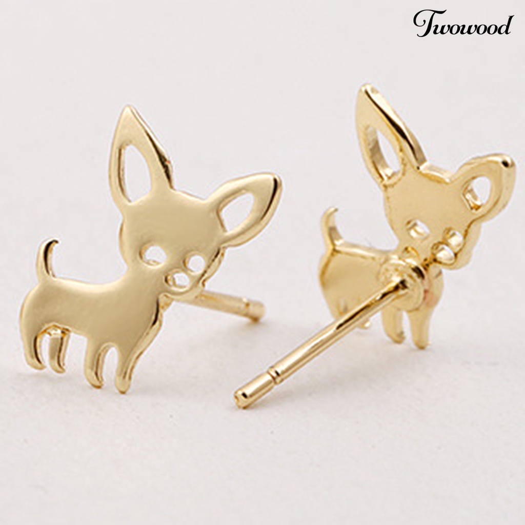 Twowood 1 Pair Stud Earrings Creative Hollow-out Stainless Steel Korean Style Cute Women Earrings for Daily Life