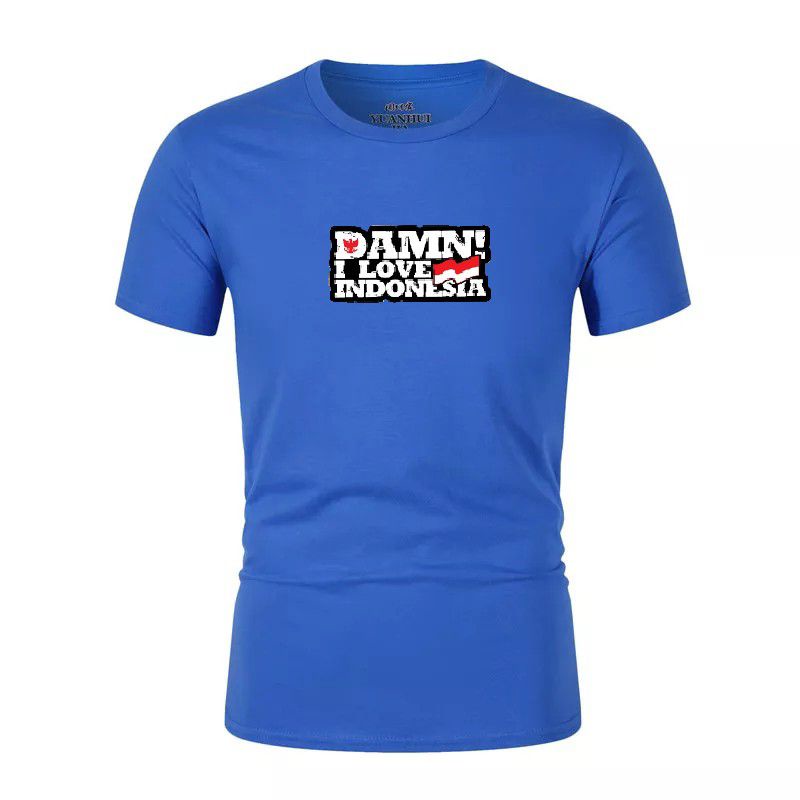 Hokyshop92 Kaos Distro Pria Damn I Love Indonesia Baju Oblong Pakaian Lelaki Dewasa Lengan Pendek Atasan Tshirt Cod