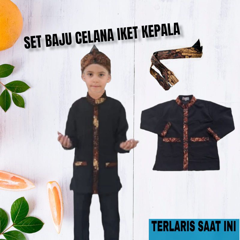 setelan pangsi anak tk sd pkus iket/set pangsi anak sekolah TK SD/set pangsi sunda