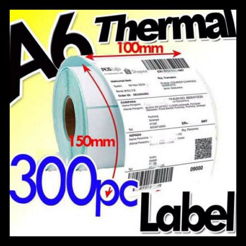 

(Promo isi 300roll) Kertas Thermal Label Thermal Thermal Paper 100×150 mm