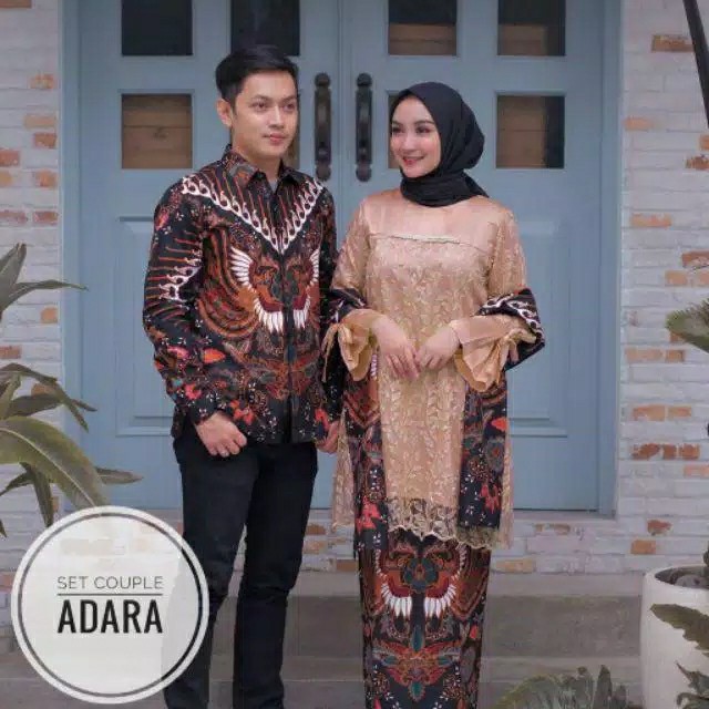 Maura Couple - Sania Ruffle Batik Couple Ori Ndoro Jowi Dnt Garansi Kebaya Modern - Set Couple Adara
