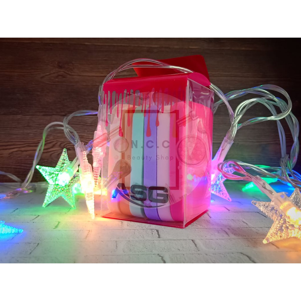 * NCC * ASG Spon Wajah Bedak - Segi Warna-Warni - Mika set isi 6 pcs