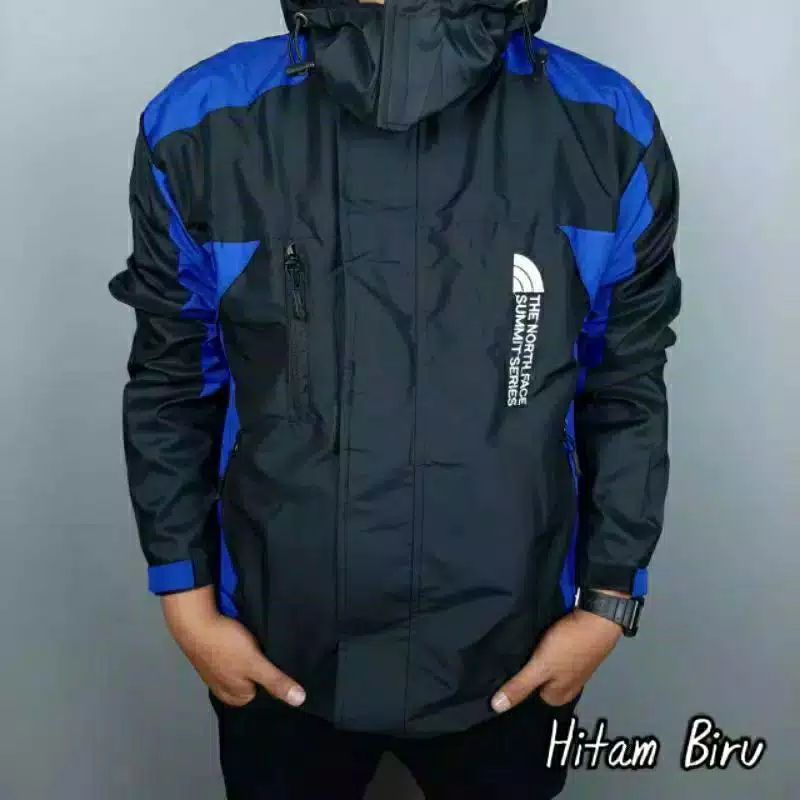 (COD) jaket outdoor WINDPROOF/ jaket gunung/jaket motor-Hitam biru