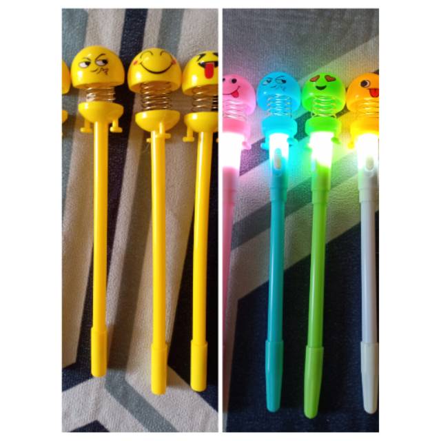

Spring doll pen emoji pulpen per (lampu dan non lampu)