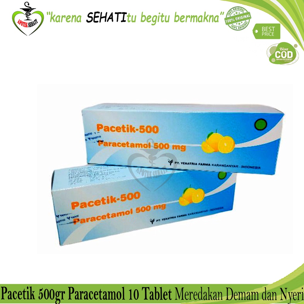 Pacetik Paracetamol 500mg Obat Pereda Demam Nyeri Sakit Kepala dan Sakit Gigi