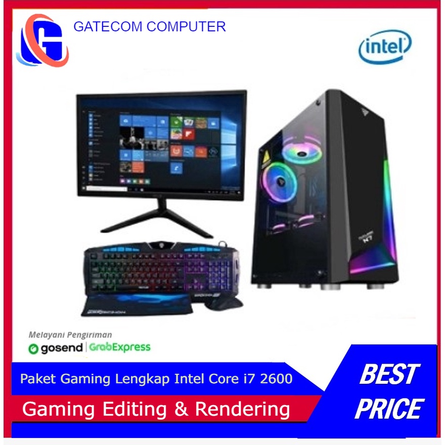 Paket Gaming Lengkap Intel Core  i7 2600 /GT 1030 2GB  /SSD 120GB/LED Monitor 19 Inci