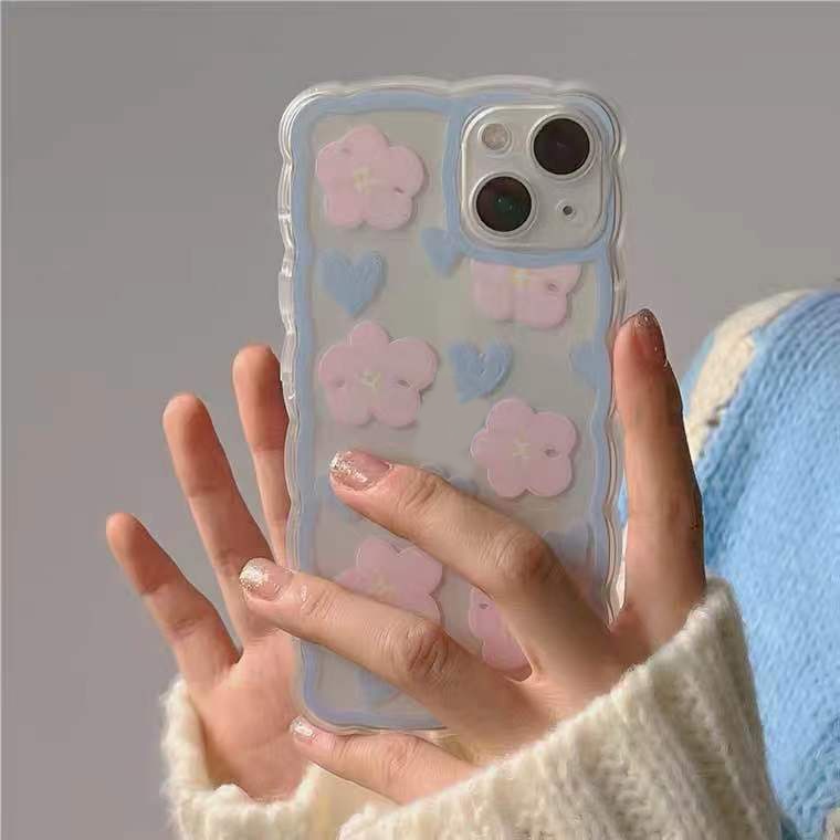 Soft Case Silikon TPU Transparan Motif Bunga Pink Untuk IPhone 13 12 Mini 11 10 Pro XS Max X XR 8 7 6 6S Plus SE 2020