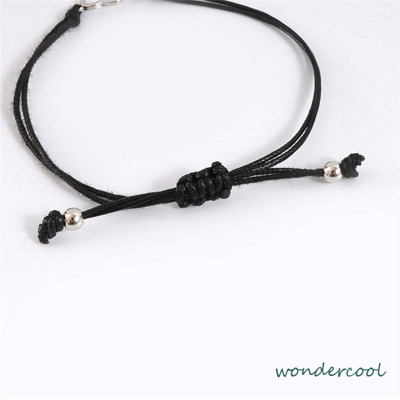 2 Pcs Fashion Ganda Bentuk Hati Gelang Adjustable Tenun Wanita Pria Gelang Pasangan Hadiah Perhiasan Aksesoris -Won