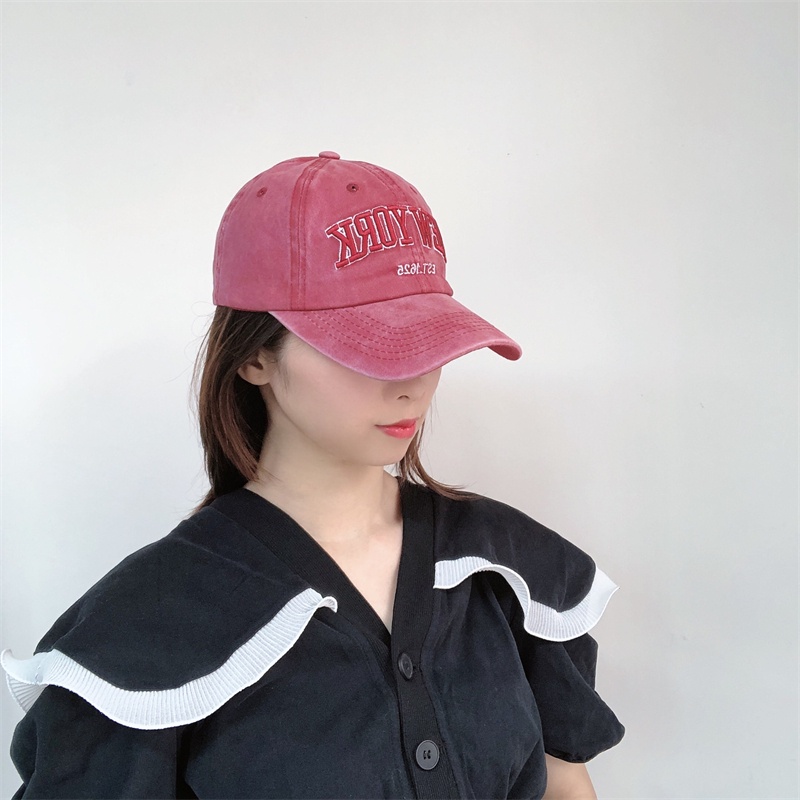 Topi Baseball Casual Motif Bordir Tulisan Gaya Retro Untuk Pria Dan Wanita