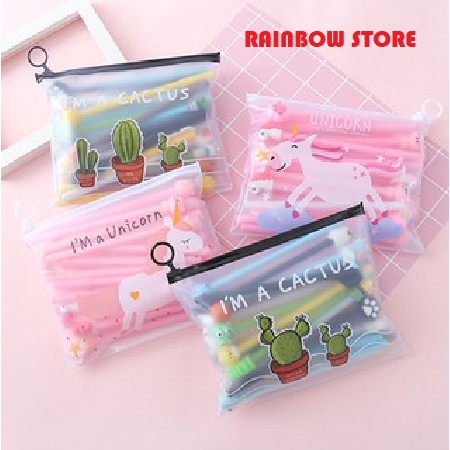 

RSgalery - HL0078 Pena Set Karakter Kartun Isi 20pcs + Pouch Transparant Pulpen Gell Karakter Import