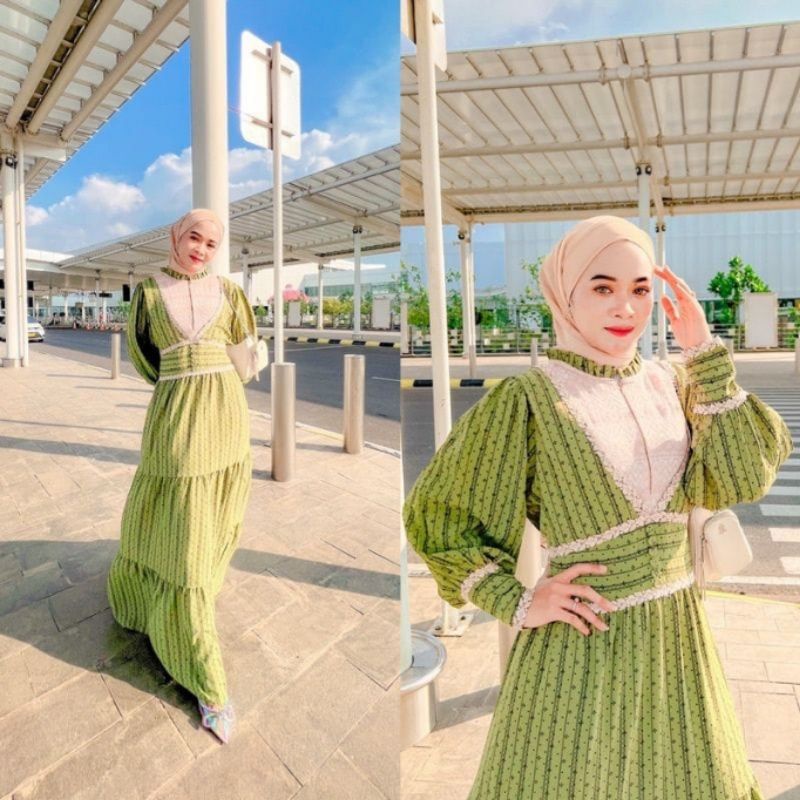 ellora Maxi, dress import premium, gamis Bangkok, dress mewah, gamis busui friendly, dress meijie, m