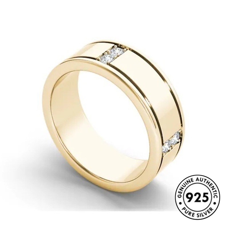 Cincin Berlian Bahan S925 Silver Plated Untuk Pasangan