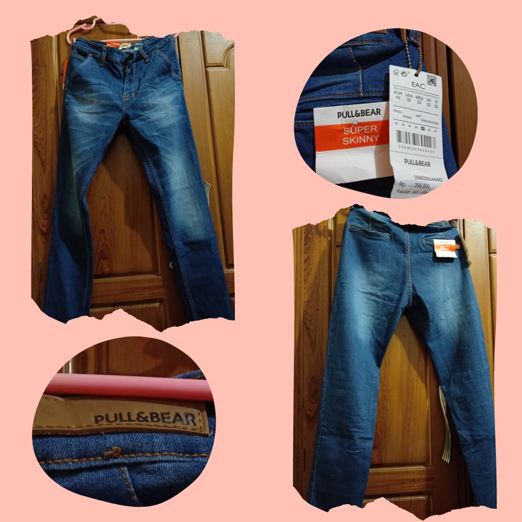 NEW ORIGINAL  JEANS PULL & BEAR ORIGINAL CEWEK/COWOK (UNISEX) PULL AND BEAR KOMPLIT TAG