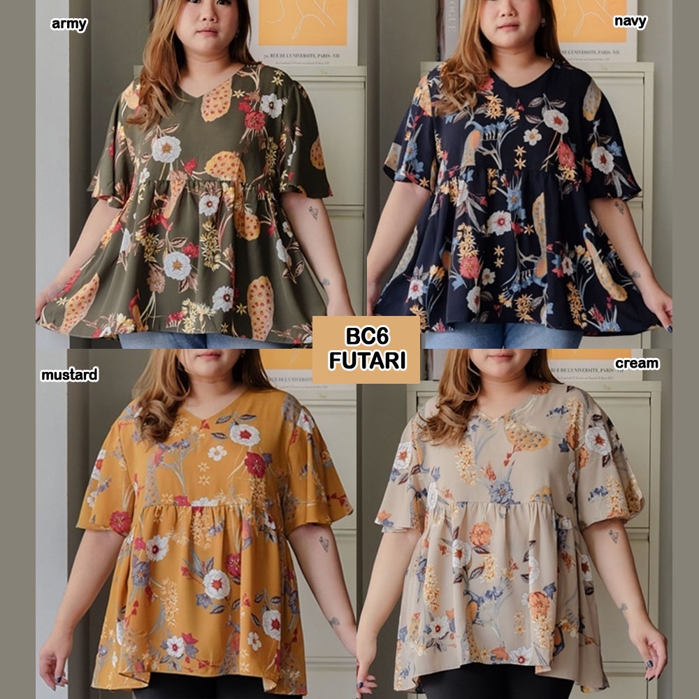 BIGCLO - (COD) Blouse Jumbo BC6 Atasan Wanita Lengan Panjang Bigsize