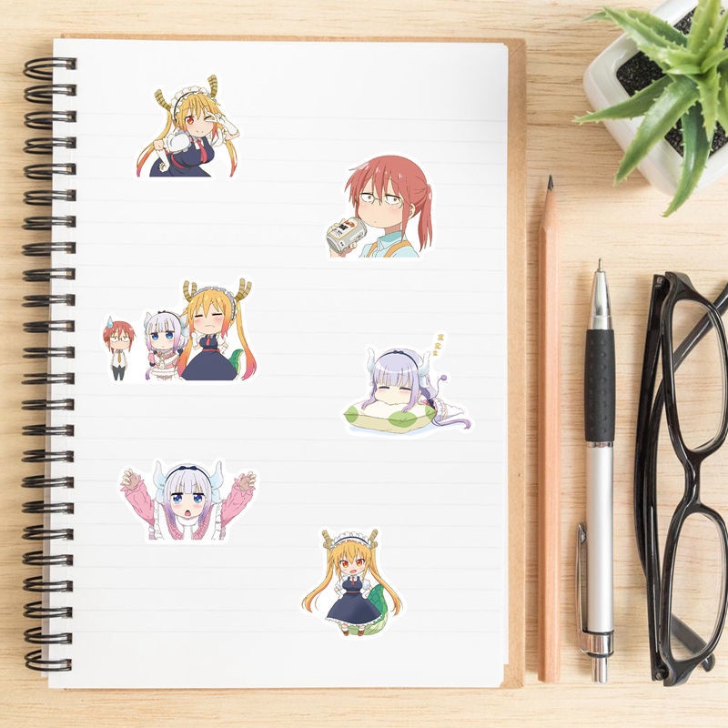 Miss Kobayashi's Dragon Maid stiker lucu anime stiker notebook dekoratif Jurnal bahan stiker bagasi