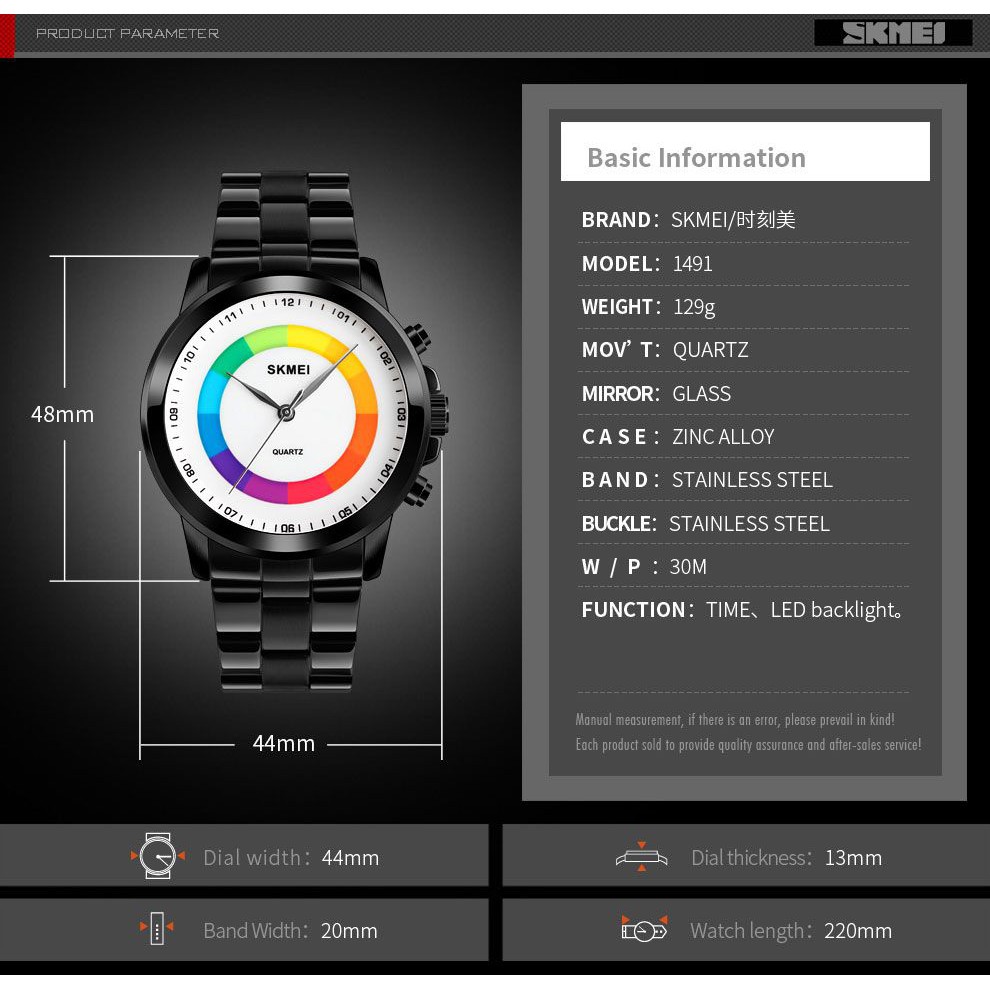 SKMEI 1491 Jam Tangan Pria Analog Tali Stainless WATCHKITE WKOS