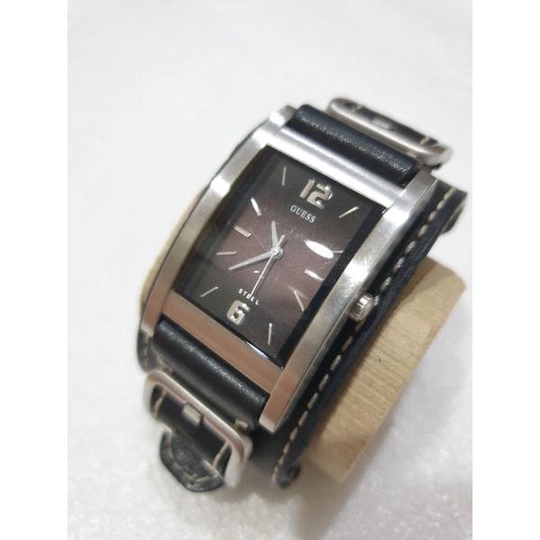 Preloved jam tangan arloji pria Guess hitam original second water resistant