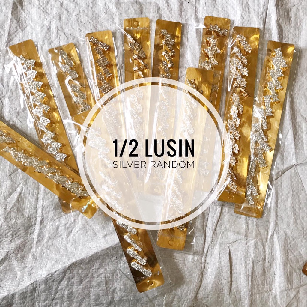 12 pcs bros dagu / 1 lusin bros dagu / bros dagu lusinan / bros dagu harga grosir / grosiran / Bahan Bros Juntai / Bahan Bros / Bros Kecil / Bros Mini / Bros Jilbab / Bros Dada / Bros Hijab-SILVER-RANDOM-6 PCS