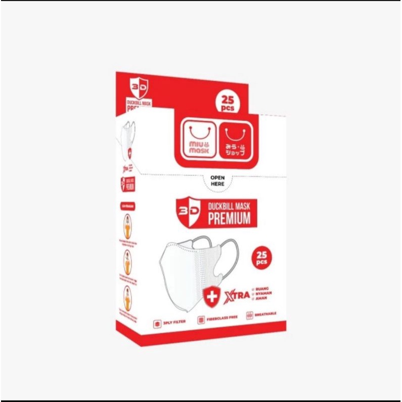 MIU Mask Masker DUCKBILL Premium mask / 3ply / 25pcs / WHITE