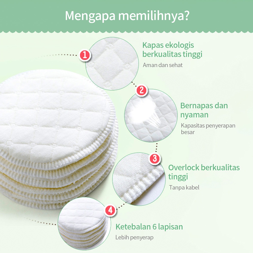 Aikoky Breast pad lembut Bahan katun murni Bisa dicuci tanpa deformasi