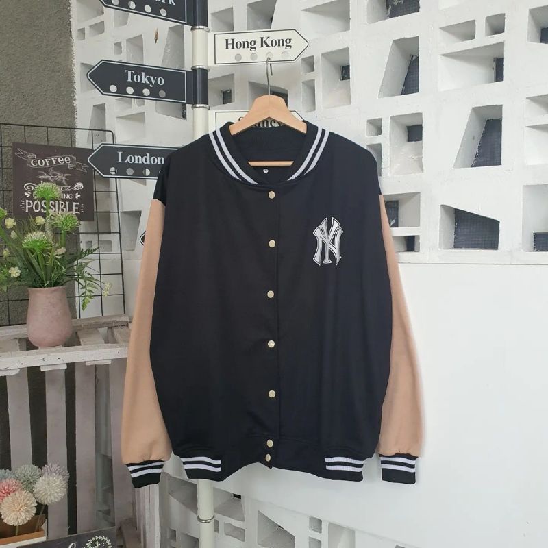 Ny Baseball Varsity Jaket Oversize Jumbo | Baseball Jaket Korean Style | Jaket Varsity Jumbo