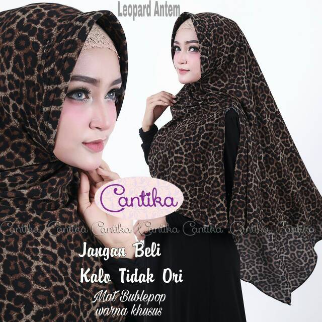 Khimar Antem Leopard Pet Ori Cantika/Kerudung/Hijab