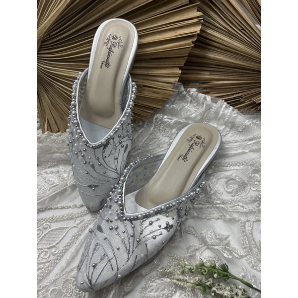 flatshoes pesta wanita anaya silver