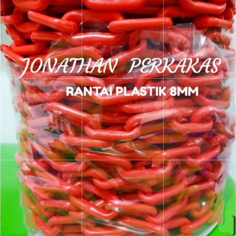 rantai plastik merah 8mm rantai pvc merah 8mm rantai decorasi merah 8mm