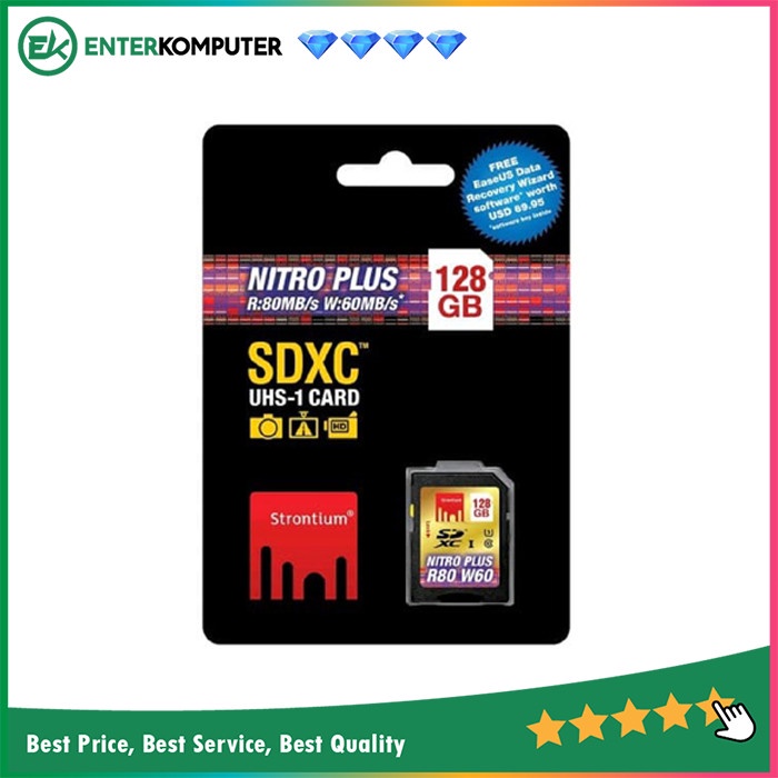 Memorycard Strontium Nitro Plus U3 4K SDHC 128GB Read 80MBs