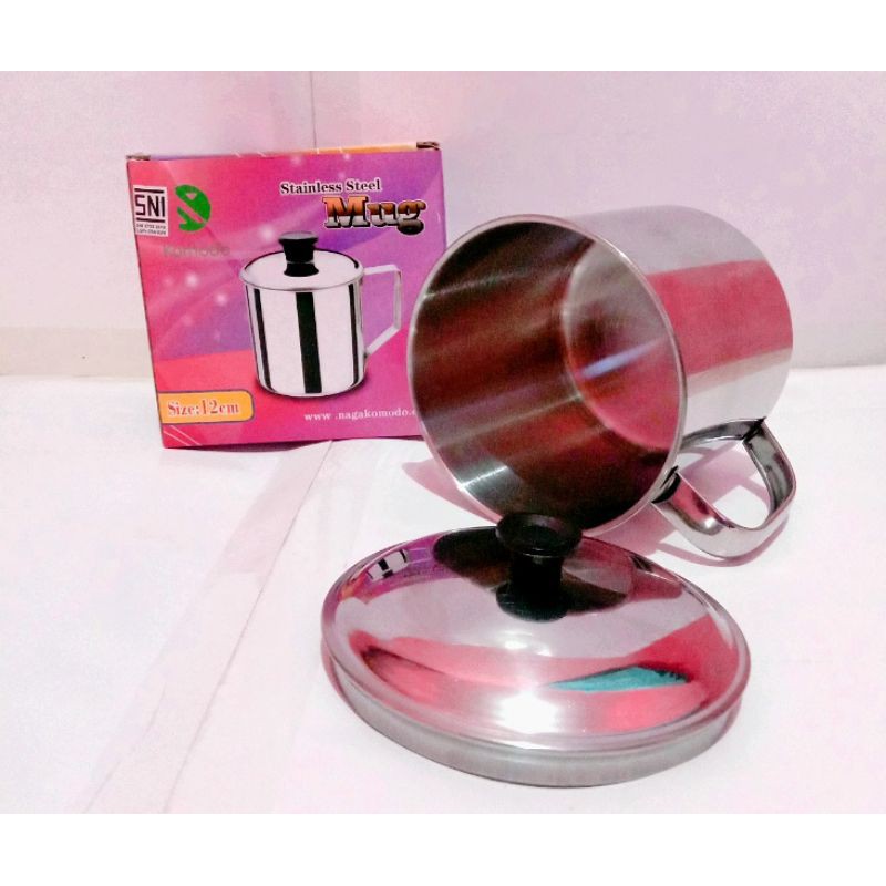 DISKON BESAR 1PCS MUG CANGKIR STAINLESS STEEL SIZE 12TERMURAH