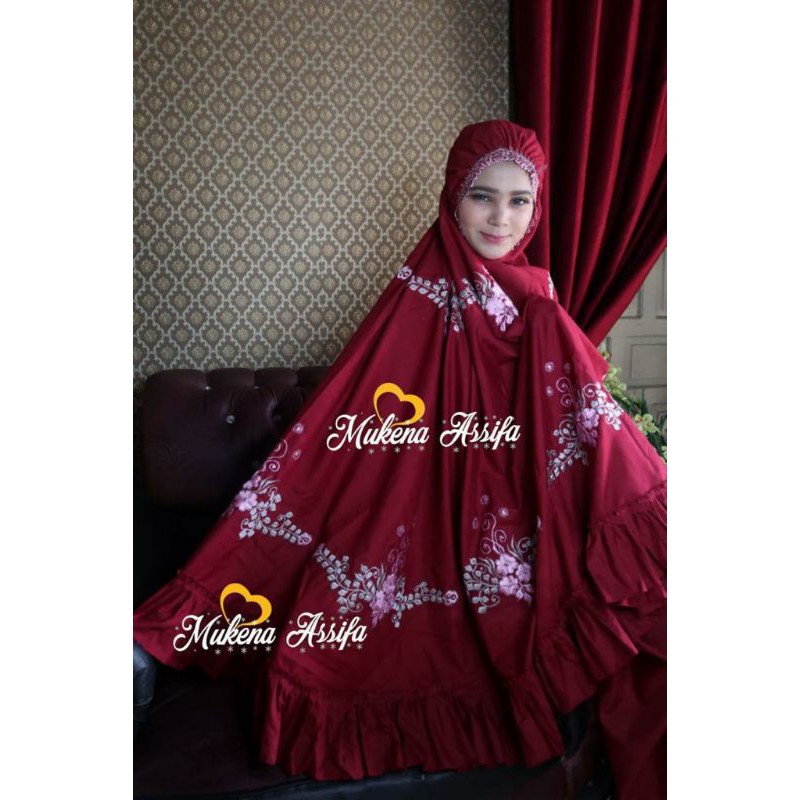 Mukena bordir padang rimpel standar maron 03