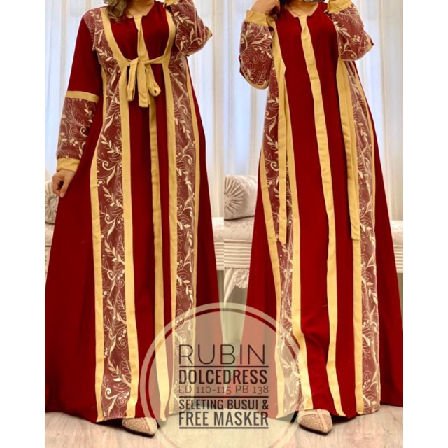 Daster Arab DOLCE RUBIN Gamis Rayon Maxi Dress Mewah Kekinian